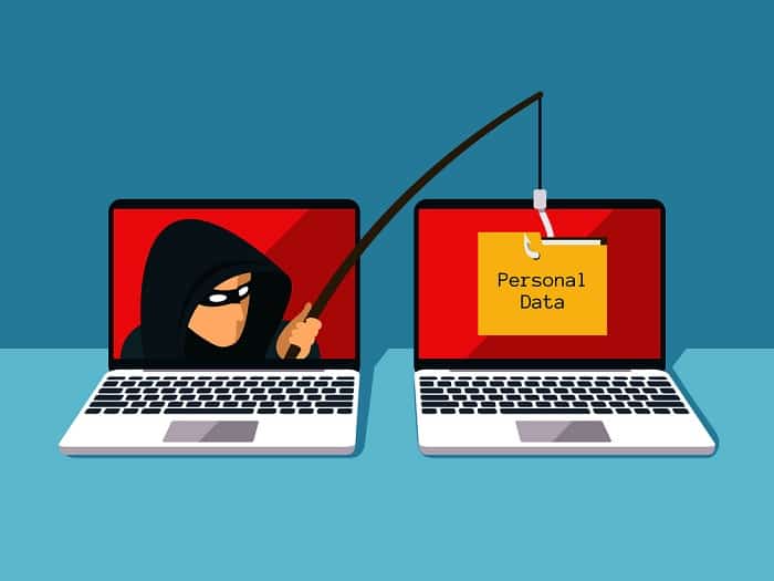 Phishing scam, hacker attack and web security vector concept